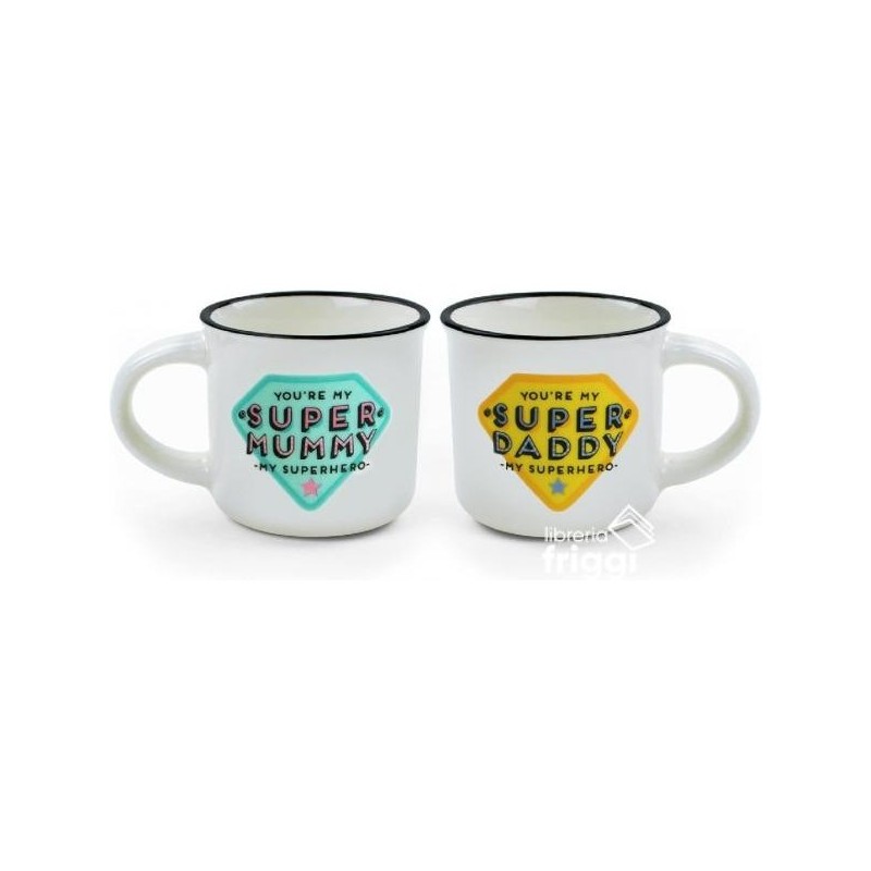 LEGAMI - ESPRESSO FOR TWO COFFEE MUGS - SUPER MOMMY & DADDY .. (Cod. B0857G5K2T -/)