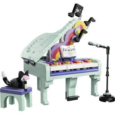 LEGO Creator 31392 3in1 Pianoforte Decorativo con Gatto, Giocattolo Retrò Trasformabile in Radio o Giradischi, Regalo da 9+