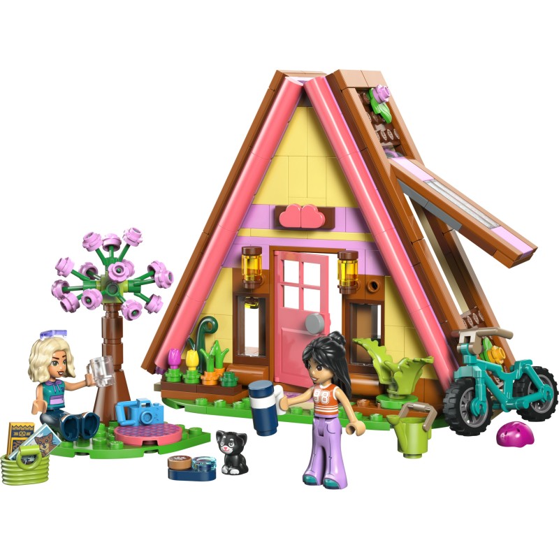 LEGO Friends 42682 Cabina Glamping nella Natura, Casa Giocattolo con 2 Mini Bamboline, Gatto e Accessori, Regalo Bambini 6+