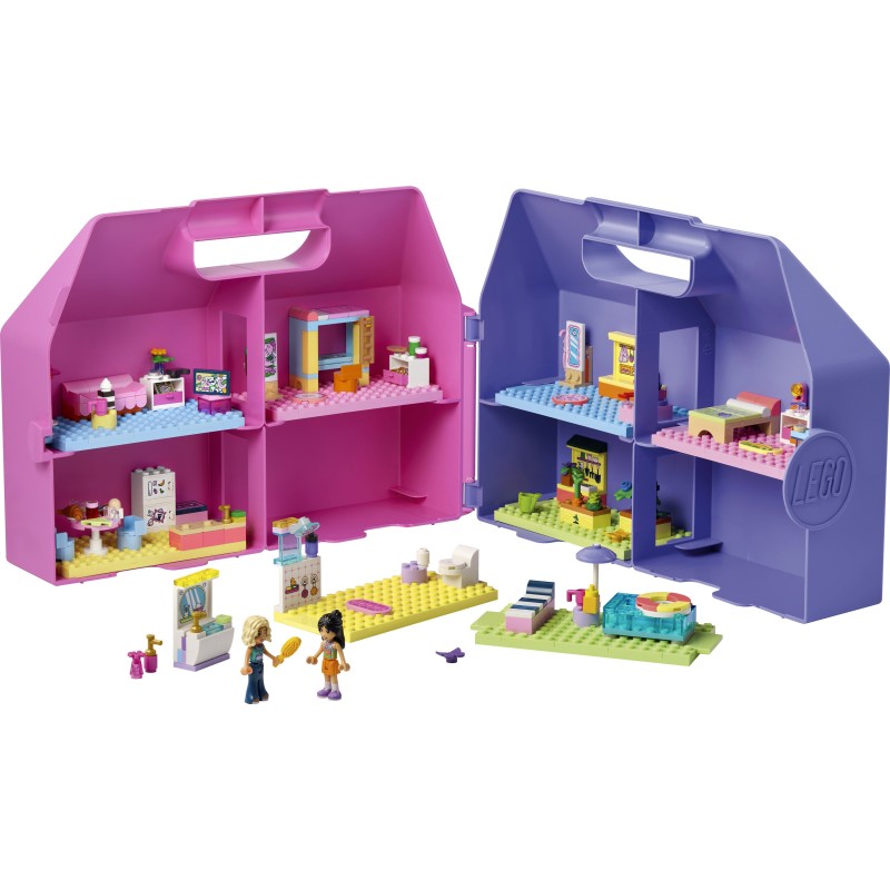 LEGO Friends 42697 Valigetta Creativa Casa delle Bambole, Giochi da Viaggio con Casa a 8 Stanze e 2 Mini Bamboline, Regalo 6+