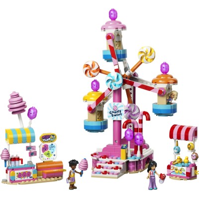 LEGO Friends 42700 Ruota Panoramica Dolci e Cupcake, Giocattolo con Giostra da Luna Park, 3 Mini Bamboline, Regalo Bambini 7+