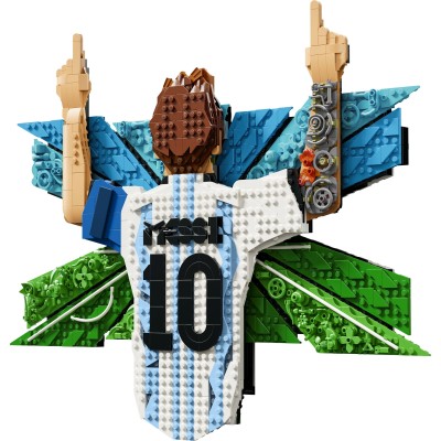 LEGO Editions 43018 Lionel Messi – Celebrazione, Wall Art 3D Fai da Te, Decorazione da Parete, Regalo a Tema Calcio da 14+