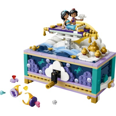LEGO Disney Princess | 43295 Box Gioielli di Jasmine, Giocattolo di Aladdin, 2 Mini Bamboline, 2 Anelli e Lampada, Regalo 6+