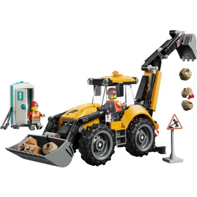 LEGO City 60480 Scavatrice da Cantiere Gialla, Veicolo Giocattolo con 2 Minifigure, Benna e Braccio Funzionanti, Regalo da 7+