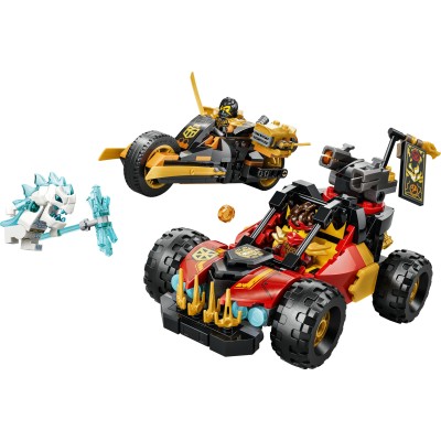 LEGO NINJAGO 71864 Veicoli Combinanti di Kai e Cole, con Macchina e Moto Giocattolo e 3 Minifigure, Regalo per Bambini da 7+