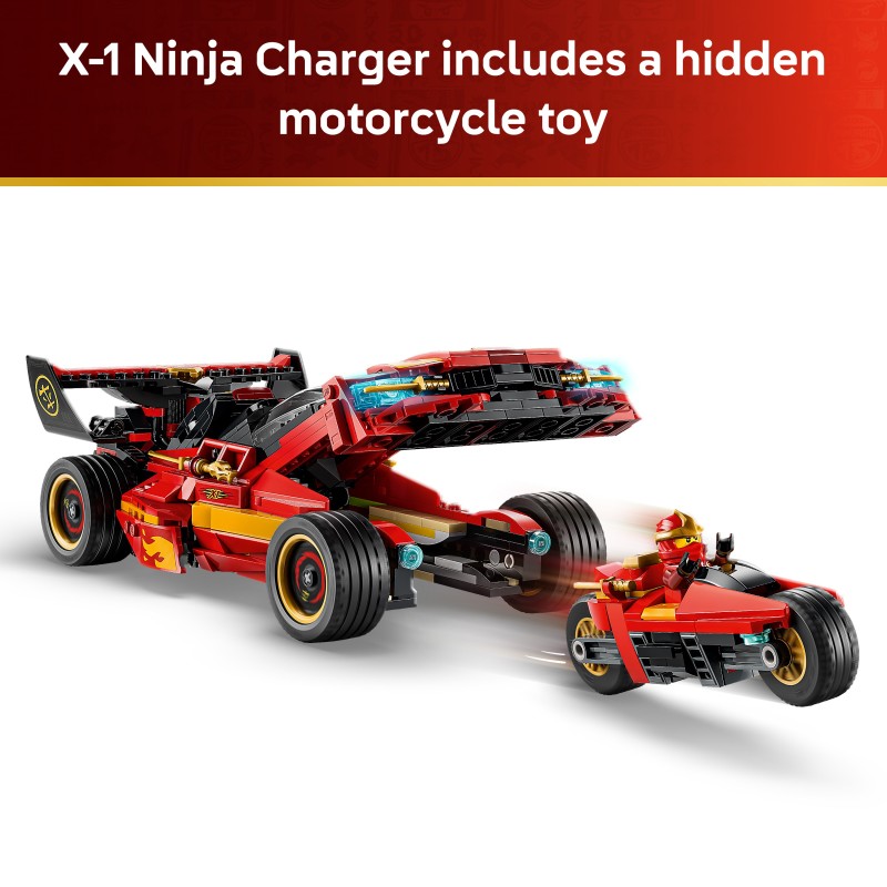 LEGO NINJAGO 71867 Super-Bolide Ninja X-1 - 15° Anniversario, Modello Auto con Moto Giocattolo e 3 Minifigure, Regalo per 14+