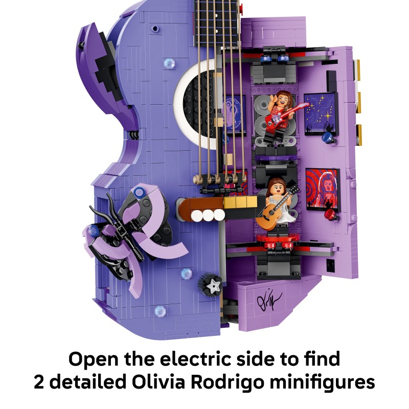 LEGO Editions 43031 La Chitarra Bicolore di Olivia Rodrigo, Kit Modellismo 3D con 2 Minifigure, Stelle e Farfalle, Regalo 14+