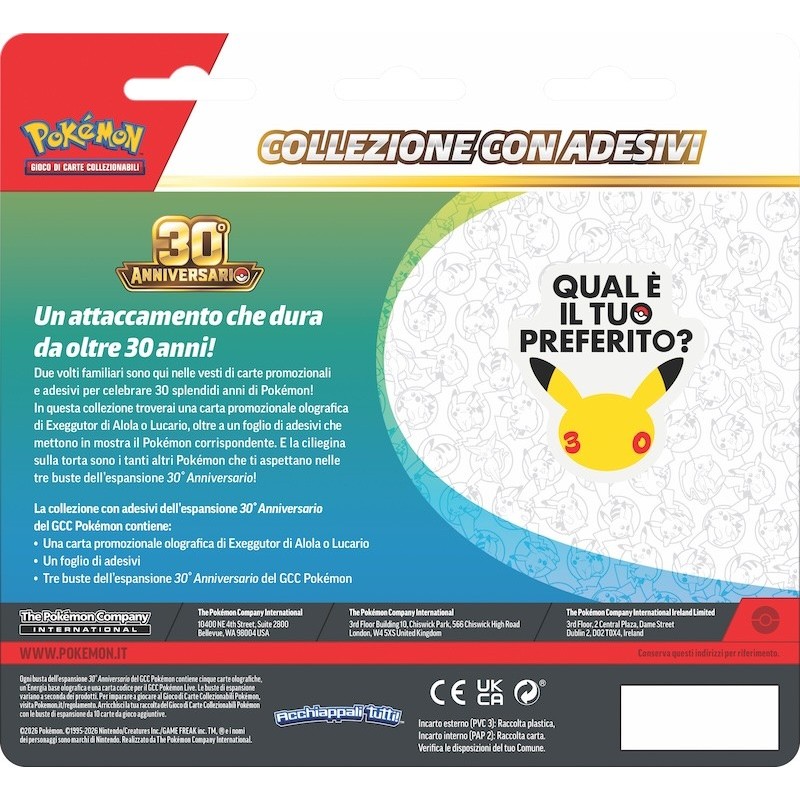 Pokemon 30° Anniversario - Collezione con Adesivi (IT)-GMPK10449-I