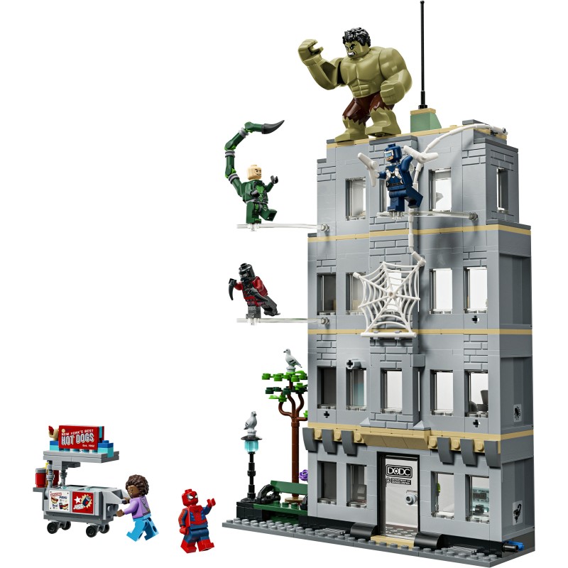 LEGO | Marvel 76350 Scontro Epico  Spider-Man vs. Hulk, Gioco Interattivo con Ufficio, Action Figure, 5 Minifigure, Regalo 8+