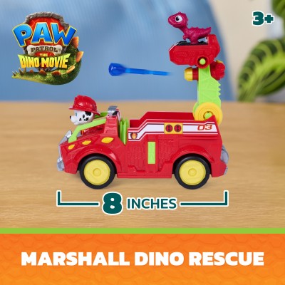 PAW Patrol   Missione Dinosauri, Camion dei Pompieri Marshall Dino Rescue con Lanciamissili Rotante a 360° con 2 Personaggi,