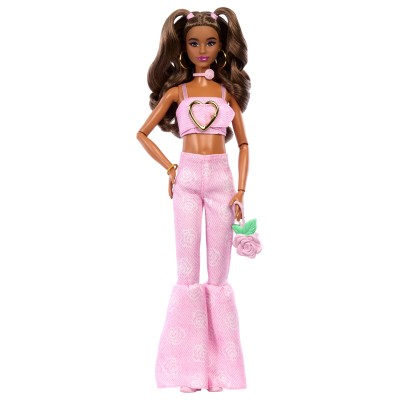 Barbie Deluxe Fashion N 12 Con Top Corto in Denim Rosa E Jeans Svasati