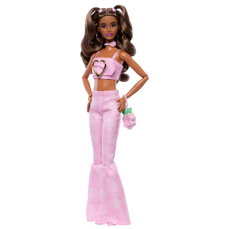 Barbie Deluxe Fashion N 12 Con Top Corto in Denim Rosa E Jeans Svasati