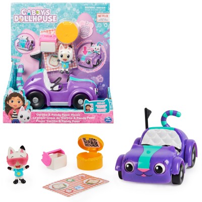 Gabby's Dollhouse , La macchina di Carlita con personaggio Pandi Panda e accessori, giochi per bambini dai 3 anni in su