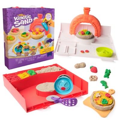 Kinetic Sand , Set di Gioco Squish Pizza, con 452 g di Sabbia e 5 Attrezzi, Giocattoli per Bambini e Bambine, 5+ Anni