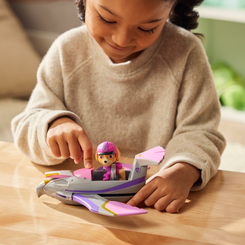 PAW Patrol Jungle Pups, Veicolo Falco di Skye, jet giocattolo con personaggio di Skye da collezione, giocattoli per bambini e