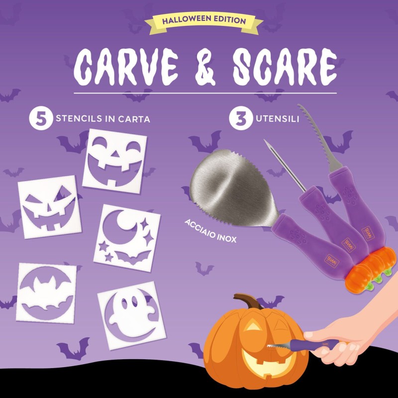 Kit Intaglia Zucca Halloween Carve & Scare Legami Milano