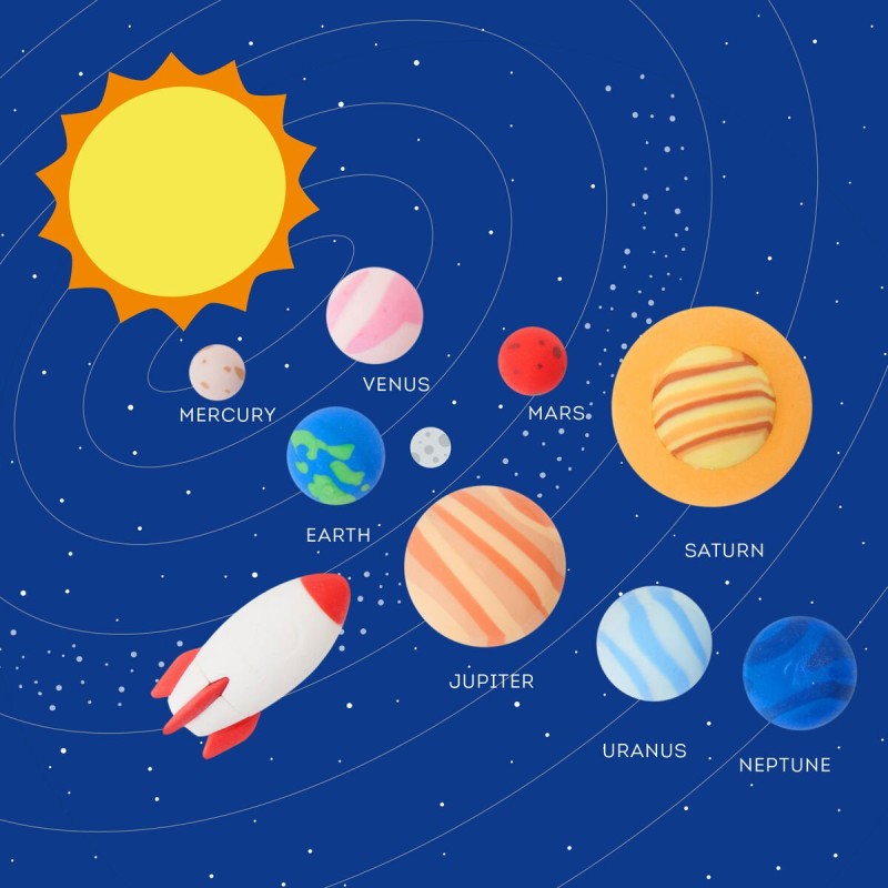 LEGAMI - SET GOMME DA CANCELLARE SOLAR SYSTEM - 9PZ.