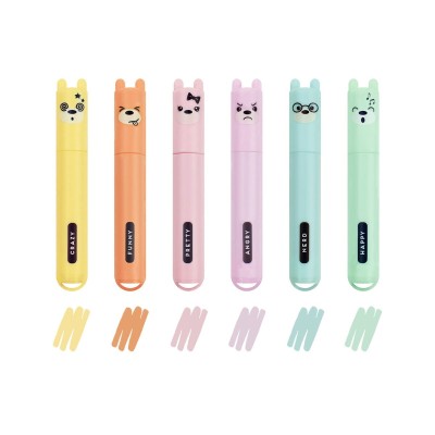 LEGAMI - SET MINI EVIDENZIATORI PASTEL TEDDY'S STYLE - 6PZ.