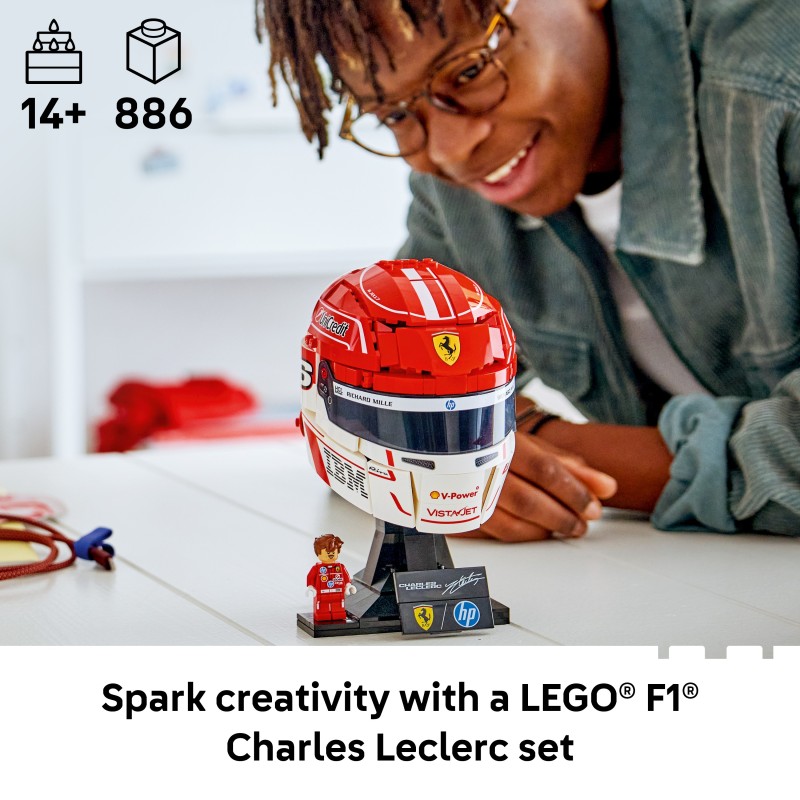 LEGO Editions 43014 Casco di Charles Leclerc Scuderia Ferrari HP con Minifigure F1 da Collezione, Regalo Ragazzi e Fan 14+
