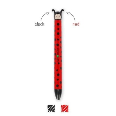 LEGAMI - PENNA CLICK&CLACK LADYBUG - RED/BLACK INK