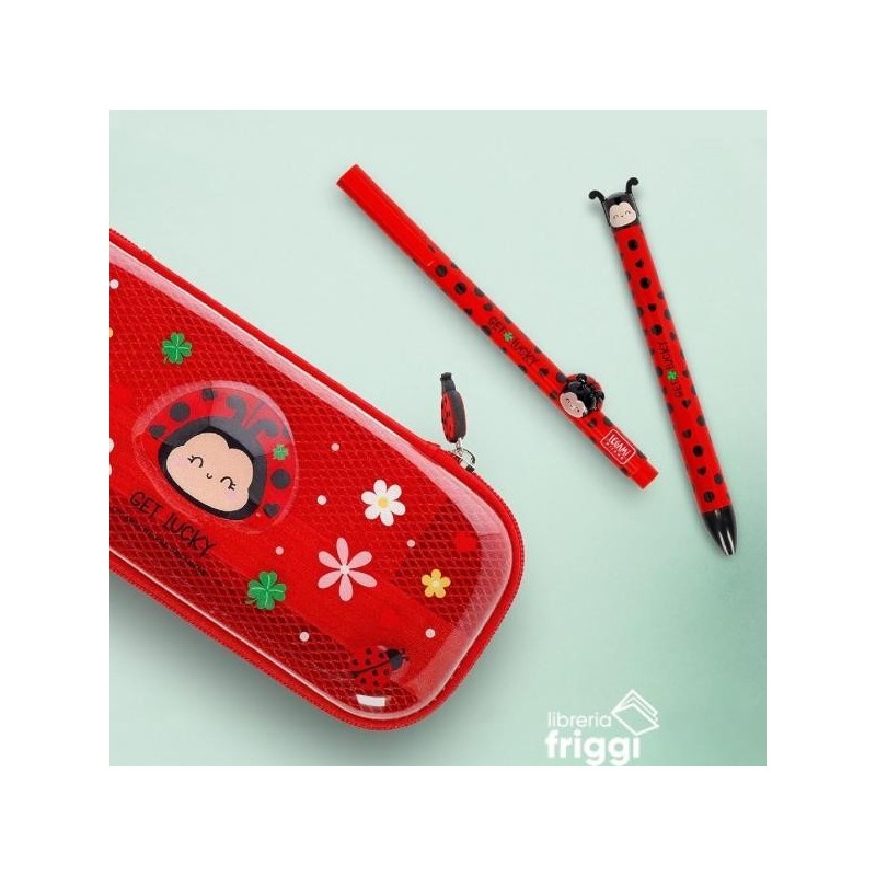 LEGAMI - PENNA CLICK&CLACK LADYBUG - RED/BLACK INK
